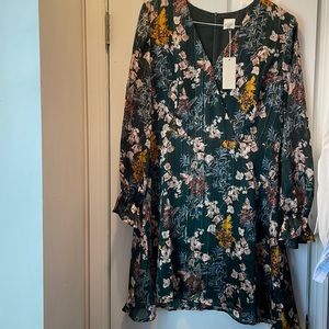 Palone never worn size Large flora emeral green dress